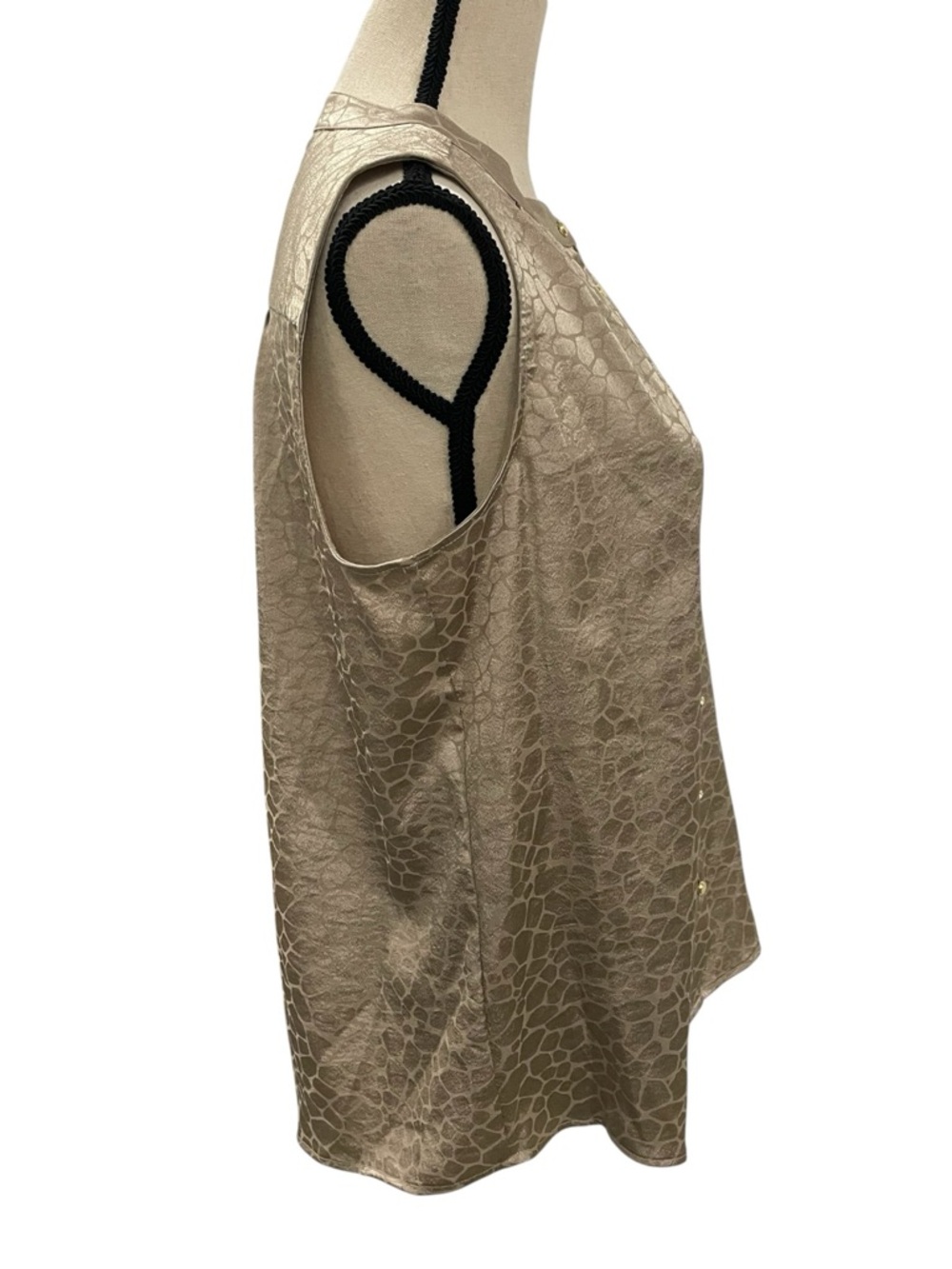 Calvin Klein Gold Metallic Sleeveless Button-Front Shell - Picture 4 of 5